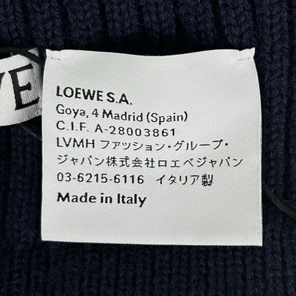 Loewe X23 100% Wool Logo Design Beanie Knit Cap Navy Blue